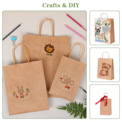 OUTUXED 180pcs Paper Bags with Handles Brown Kraft Paper Gift Bags - color: brown, size: 1 Count (Pack of 180)