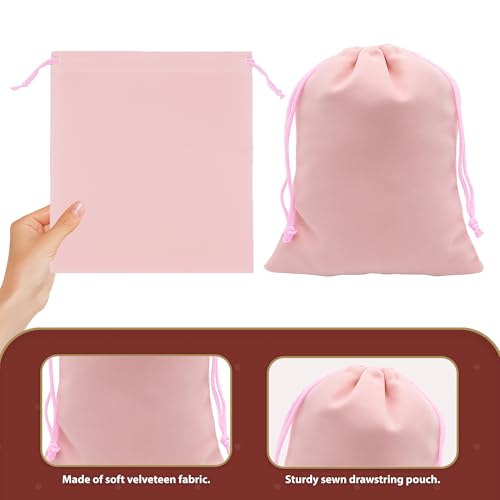 Mandala Crafts 14x14 Dusty Rose Jewelry Gifts Favors Velvet Drawstring Bags - color: Dusty Rose 14X14 Inches, size: 1 Count (Pack of 10)