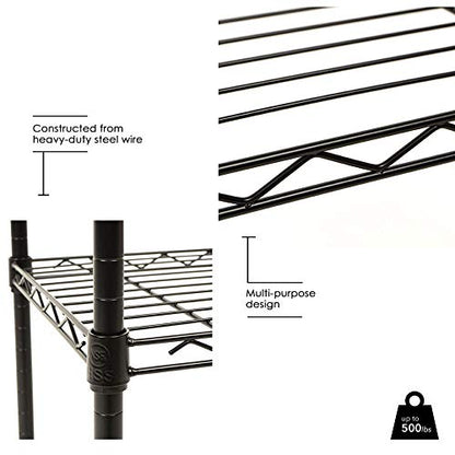BestOffice | 4-Tier Wire Shelf with Wheels | 14" x 36" x 54" | Black - color: Black, size: 14Lx36Wx54H