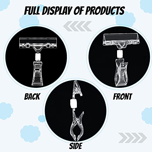 20 Pieces Plastic Merchandise Sign Holder Clips Clear Vendor Display Stand