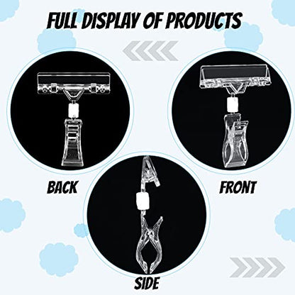 20 Pieces Plastic Merchandise Sign Holder Clips Clear Vendor Display Stand