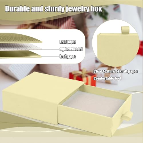 Jewelry Gift Box, 12-Pack Necklace Gift Box Drawer Jewelry Box Bangle Necklace Case For Earrings & Rings, Stylish Necklace Bracelet Organizer, 3.5 x 3.5 x 1.25 Inches (Beige) - color: Beige