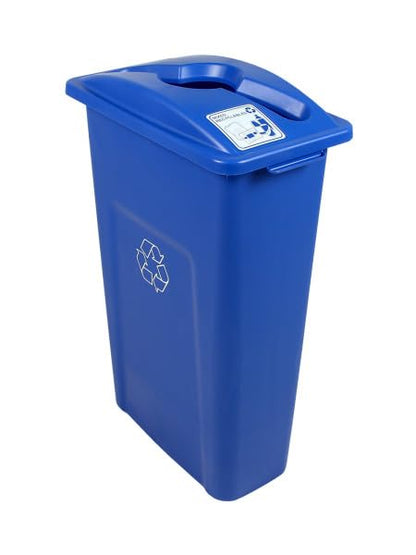 Waste Wise 23 Gallon Recycled HDPE Waste and Recycling Bin for Commercial Spaces - (Blue, Mixed Recycling) - color: Blue Mixed