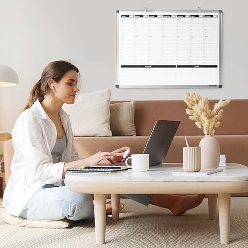 Large Weekly Dry Erase Board, Weekly Planner whiteboard with Hourly time Slots, Whiteboard Weekly Calendar for Schedule for wall 36" X 24" Double-Sided for Office, Home and School - size: 36"W x 24"H