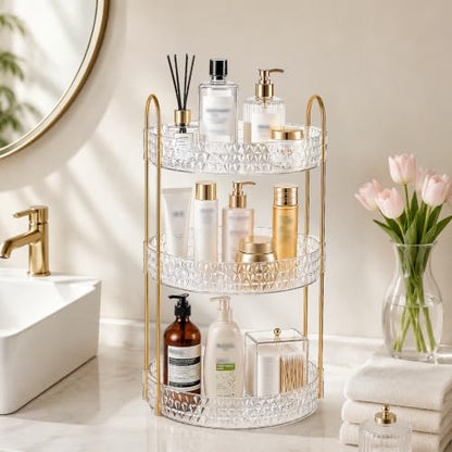 Large Capacity Rotating Makeup Organizer Perfume Stand Holder, 3 Tier Clear - color: Clear, size: 3 Tier (Standard)