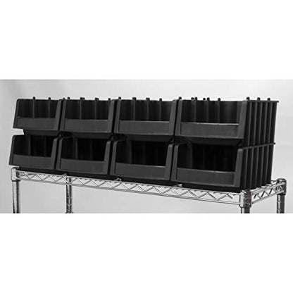 Akro-Mils 30778 Economy Stacking Shelf Plastic Storage Bins, (18-Inch x 8-3/8-Inch x 7-Inch), Black (8-Pack) (30778BLACK) - size: 17.875 x 8.375 x 7