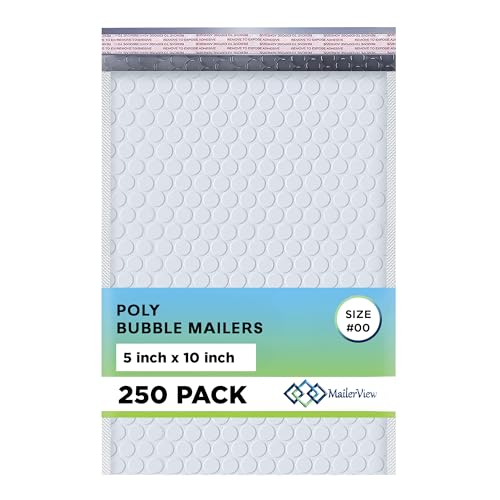Arctic White Bubble Mailers 5x10 Poly Padded Envelopes #00, 250 Pack - color: Arctic White, size: 5"x10" / 250 Pack