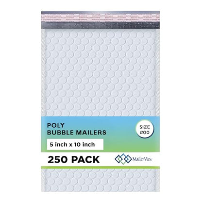 Arctic White Bubble Mailers 5x10 Poly Padded Envelopes #00, 250 Pack - color: Arctic White, size: 5"x10" / 250 Pack