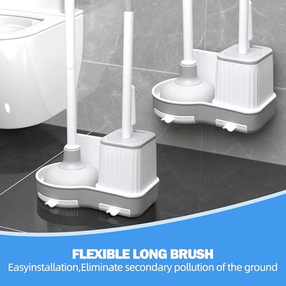 2 Pack Toilet Brush and Plunger Set, Plunger and Brush Set, White - size: 2 packs