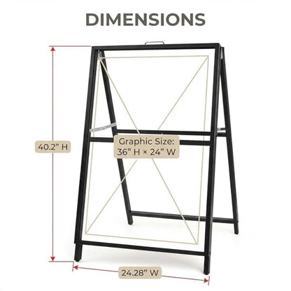 USCNC 3 PACK 24 x 36 Inch A Frame Sign Double-Sided Folding Sandwich Board Heavy Duty Slide-in Sidewalk Signboard for Outdoor Street Advertising Poster(Frame only，No white board) - color: Black-3PACK Double-Sided