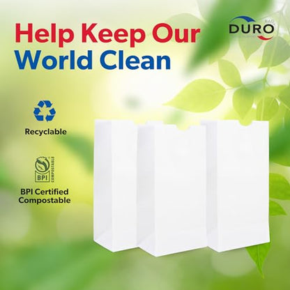 DURO 51004 4# White Paper Lunch Bags, 5 x 3.12 x 9.75 in, 500 Ct