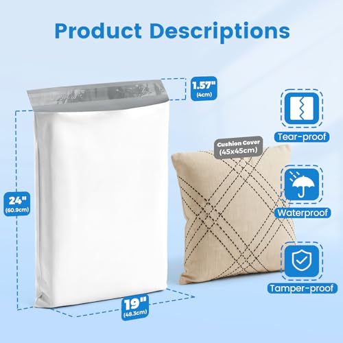 Metronic Poly Mailers 19x24 500PC Large Shipping Bags for Business White - color: White, size: 19x24 500PC