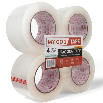 3" Extra-Wide Clear Packing Tape, 4 Pack, 110 Yard Roll, Performance Grade True 2.70 MIL, 3 Inch Extra Wide, Strong Adhesion for Shipping, Mailing, Sealing, Moving and Storage of Heavy Duty Items