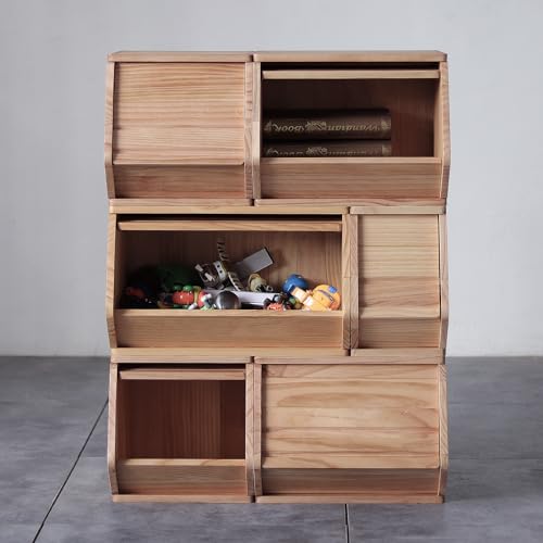 Stackable Solid Wood Storage Chests, Modular Bins with Lids,11.75"W - size: 15.25"D x 11.75"W x 12.25"H