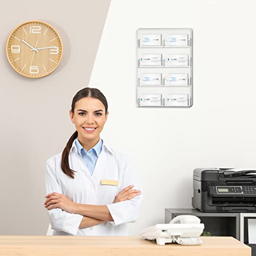 Hillban Acrylic Business Card Holder Wall Mount Office, 8 Pockets - size: 8 Pockets