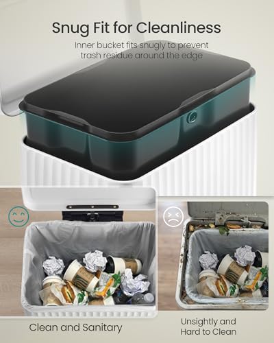 SONGMICS Trash Can, 13 Gallon (50 L), Stainless Steel, with Lid, Pedal - color: Cloud White, size: 13 Gallon