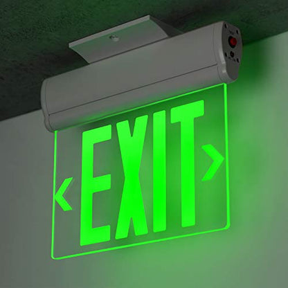 LEONLITE 6-Pack LED Edge Lit Exit Sign, Green Letter Emergency Exit Sign - color: Green