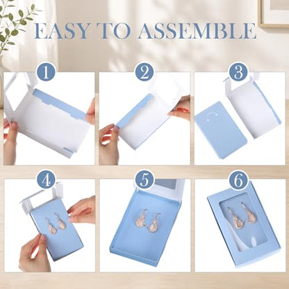 Crtiin 30 Pack Jewelry Gift Boxes Set with Clear Window, Haze Blue - color: Haze Blue