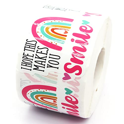 I Hope This Makes You Smile Stickers,Cute Smile Small Business Sticker for Mail Envelopes Package Packing 500 Labels Per Roll - color: I Hope This Makes You Smile Stickers