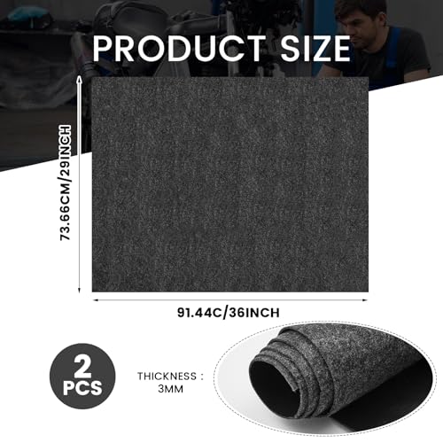 2 Pcs 29 x 36 Inch Oil Spill Absorbent Garage Mat, Black