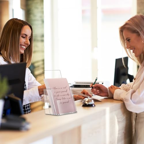 Yookeer 10 Pack Acrylic Brochure Holder 4 Inch Wide Trifold Clear Stand