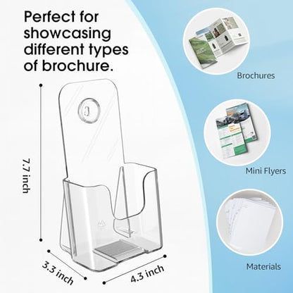 MaxGear Acrylic Brochure Holder, 4 Inch Trifold Display, 2 Pack - size: 4"x9"-Rounded Corner Version