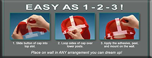 Cap Capers® Baseball Cap Display; Wall Mounted Hat Rack; Baseball Cap Storage & Organization; (6 pk) Great for Cap Collectors. The Ultimate Display for Baseball Caps