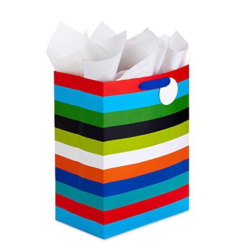 Hallmark 17" Extra Large Gift Bag with Tissue Paper (Rainbow Stripes)