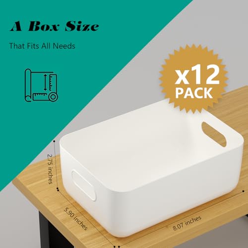 OWill 12 PCS Plastic Storage Bins and Baskets for Efficient Home Classroom Organization Small Containers in Multicolour for Kitchen, Cupboard box, and Bathroom Organizer on Shelves and Tubs - size: 12Pcs Small