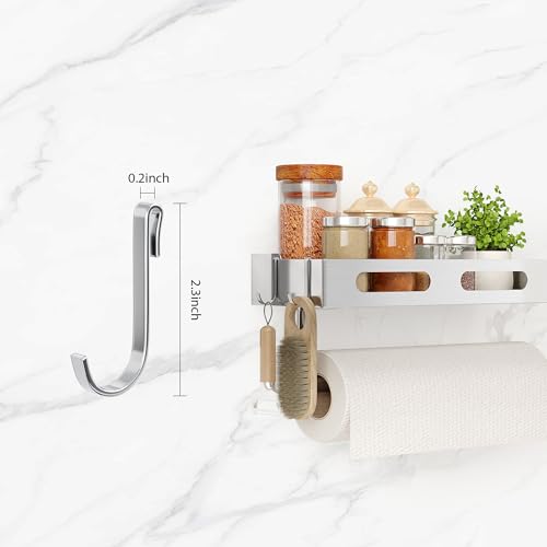 Paper Towel Holder Wall Mount for Bathroom, Paper Towel Holder with Shelf for Kitchen, RV Paper Towel Rack Stainless Steel, Silver - color: Silver