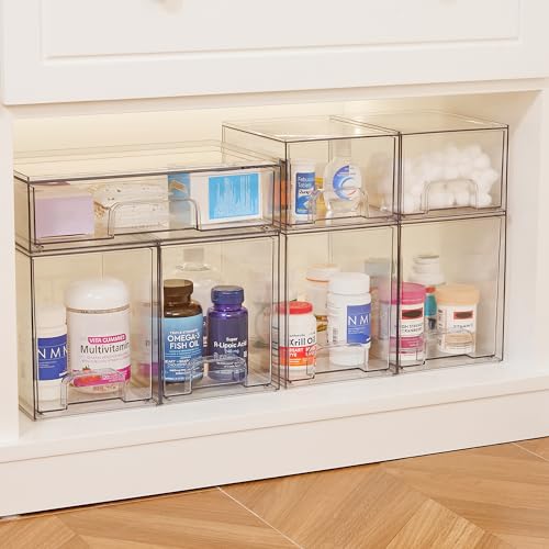 Vtopmart Clear Stackable Storage Drawers, 2 Pack Tall Plastic Organizers - style: High-2pack-Clear