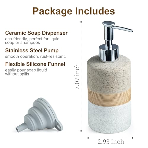 Ceramic Kitchen Dish Soap Dispenser Set with Stainless Steel Pump - color: Beige and White, size: 1xSoap Dispenser