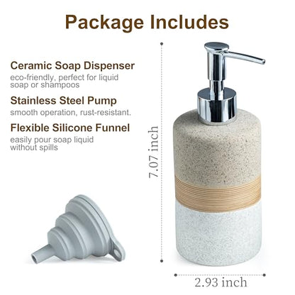 Ceramic Kitchen Dish Soap Dispenser Set with Stainless Steel Pump - color: Beige and White, size: 1xSoap Dispenser