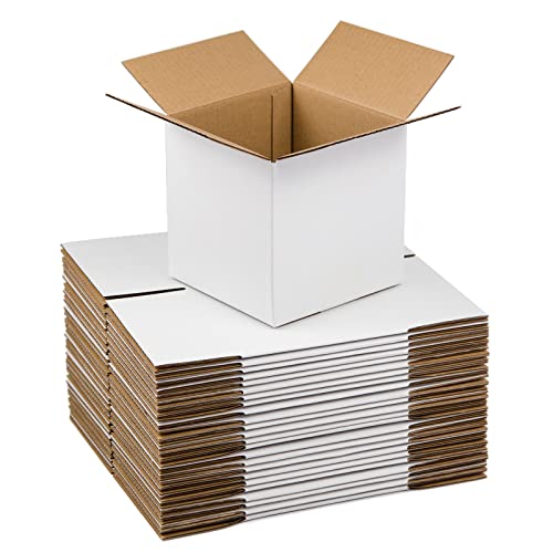 SUNLPH White Shipping Boxes 6x6x6 Inches Small Corrugated Cardboard Boxes, 25 Pack - size: 6 x 6 x 6