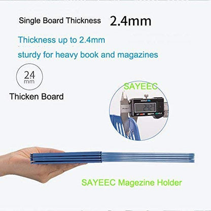 SAYEEC Sturdy Magazine Organizer Folder Desktop 4 Compartment File Holders Plastic Frames File Dividers Document Cabinet Rack Storage Box for Office Home School Blue - color: Blue