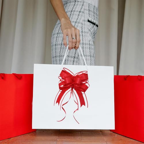WEWILUCK Red Pull Bows for Gift Wrapping, 15 Pack Waterproof Gift Bow, 6 In - color: Matte-Red, size: 6 Inch - 15 Pack