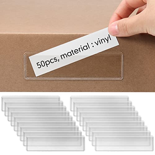 Epakh 50 Pcs Self Adhesive Label Holders 1.2 x 4.3 in Shelf Tag Pockets