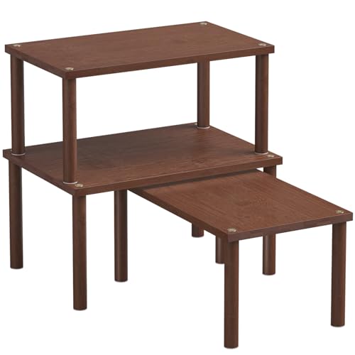 Set of 3 Bamboo Cabinet Organizer Shelf,Medium(Brown) - color: Brown, size: Medium
