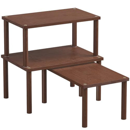 Set of 3 Bamboo Cabinet Organizer Shelf,Medium(Brown) - color: Brown, size: Medium