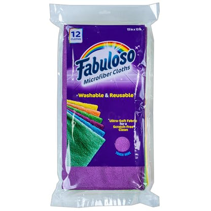 Fabuloso Microfiber Cleaning Cloths, Rainbow, 13x13 in, 12 Count - color: Rainbow, size: 12 Count (Pack of 1)