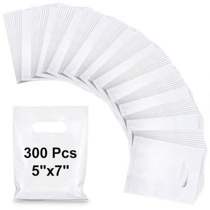 Maitys White 300 Pcs Small Plastic Bags with Handles 5x7 for Business - color: White