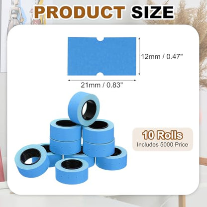 PATIKIL Pricing Labels Price Gun Labels Self-Adhesive 10 Rolls 5000pcs - color: Blue