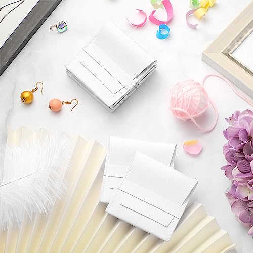 Bonuci 40 Pcs Microfiber Jewelry Pouch Bulk with Band - color: White