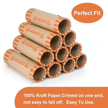 LLIKED 864 PCS Quarters Preformed Coin Roll Wrappers-Quarters - size: 864 Quarters Coin Rolls