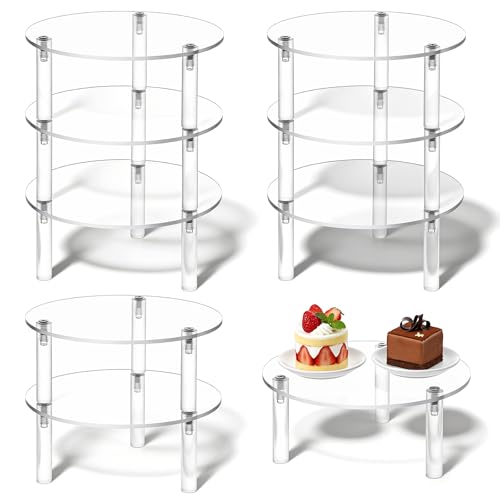 9 Pcs 5 Inch Round Acrylic Risers Display Stands Small Clear Round Acrylic Display Riser for Cake Food Jewelry Figurines Collectibles Table Decor Organizer
