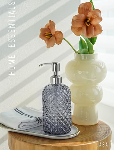 JASAI 18Oz Smoky Gray Glass Soap Dispenser with Rust Proof Pump - color: Smoky Gray