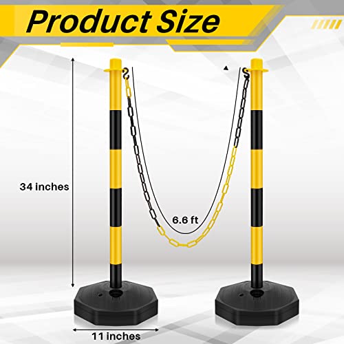 Konohan 6 Sets 34 Inch Delineator Post Parking Cone Barrier,Yellow,Black - color: Yellow,Black