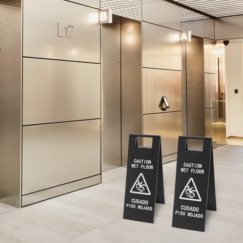 2Pcs Stainless Steel Wet Floor Sign, 24in Caution Wet Floor Signs