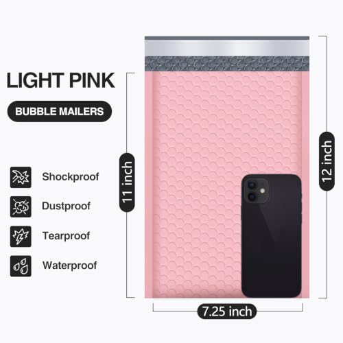 UCGOU Bubble Mailers 7.25x12" 40 Pack Usable Size 7.25x11" Light Pink - color: Light Pink, size: 7.25x12" 40PC