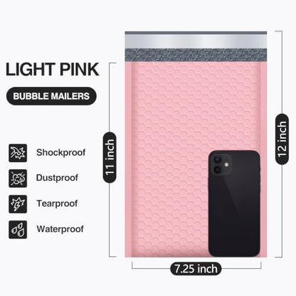 UCGOU Bubble Mailers 7.25x12" 40 Pack Usable Size 7.25x11" Light Pink - color: Light Pink, size: 7.25x12" 40PC